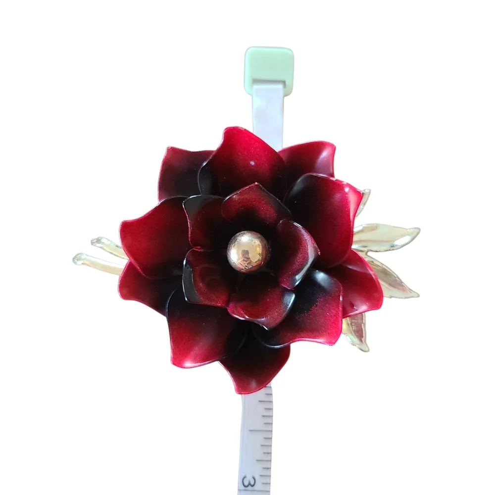 Vintage CORO Red Rose Brooch Pin